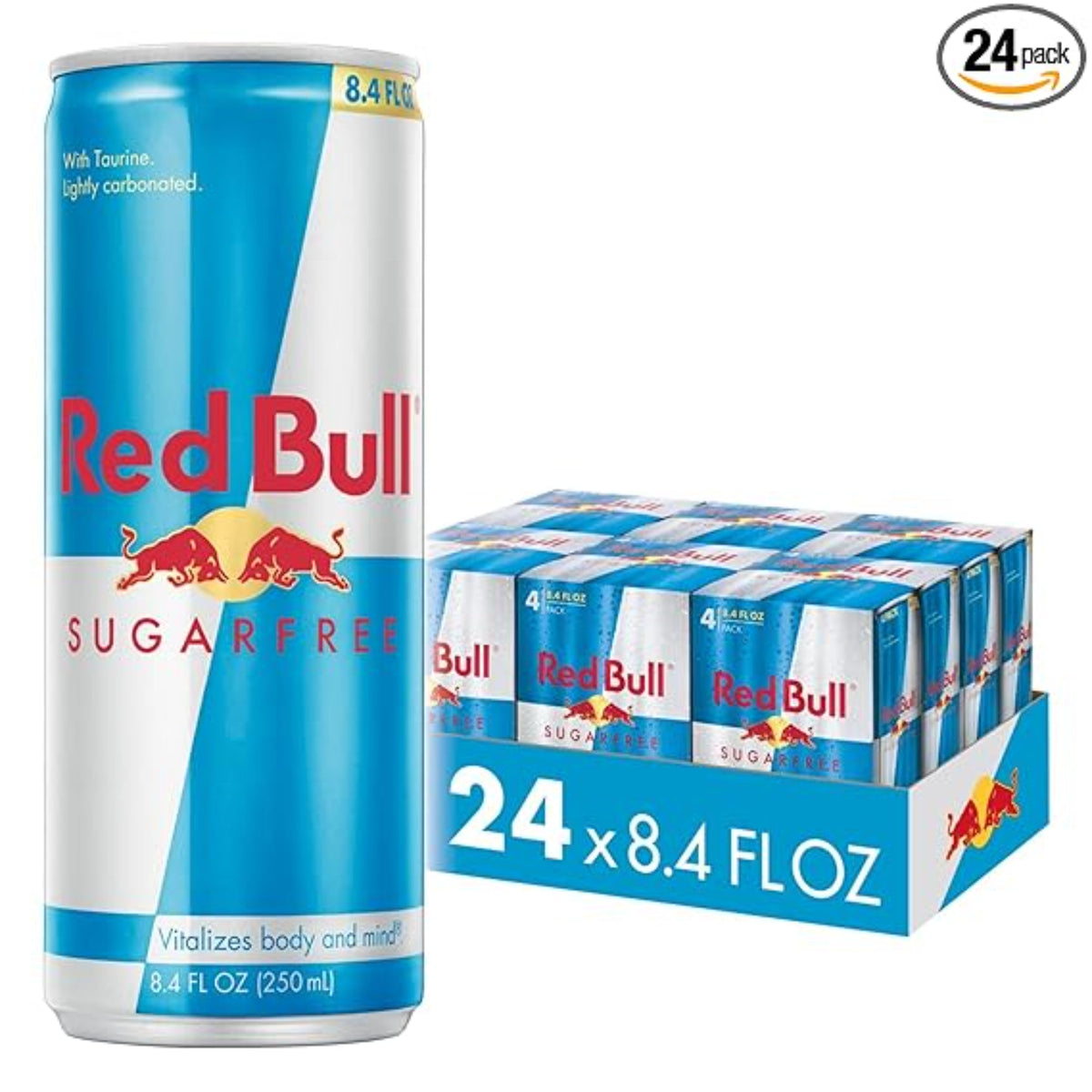 Red Bull Sugar Free Energy Drink with 80mg Caffeine plus Taurine & B Vitamins, 8.4 Fl Oz, 6 Packs of 4 Cans (Pack of 24)
