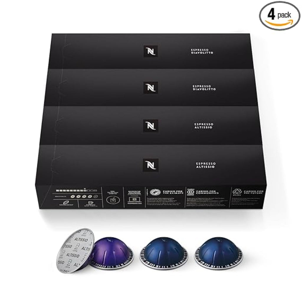 Nespresso Capsules Vertuo, Espresso Bold Variety Pack, Medium and Dark Roast Coffee, 40-Count Espresso Pods, Brews 1.35oz.
