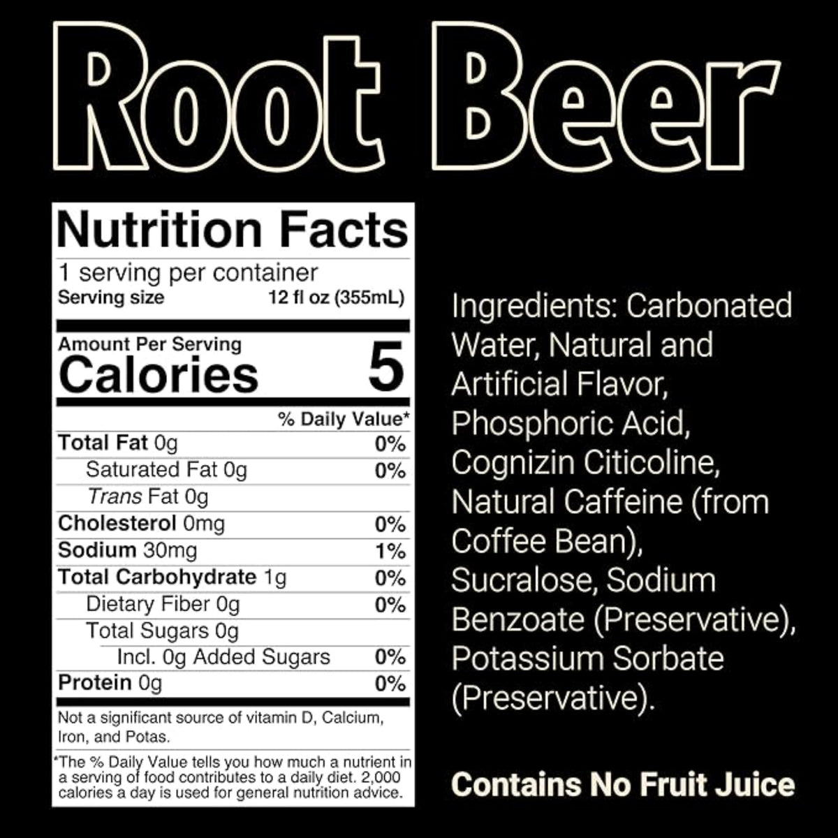 BUM Sugar-Free Energy Drink, Root Beer - Lightly Carbonated & No Artificial Colors, Natural Caffeine & Citicoline for Energy & Focus, Brain Boost & Workout Sports Beverage - 12 oz, Pack of 12