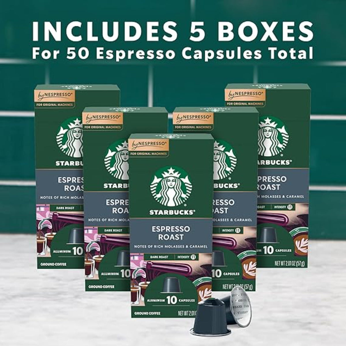 Starbucks by Nespresso Original Line Dark Roast Espresso, 50-count Espresso Pods