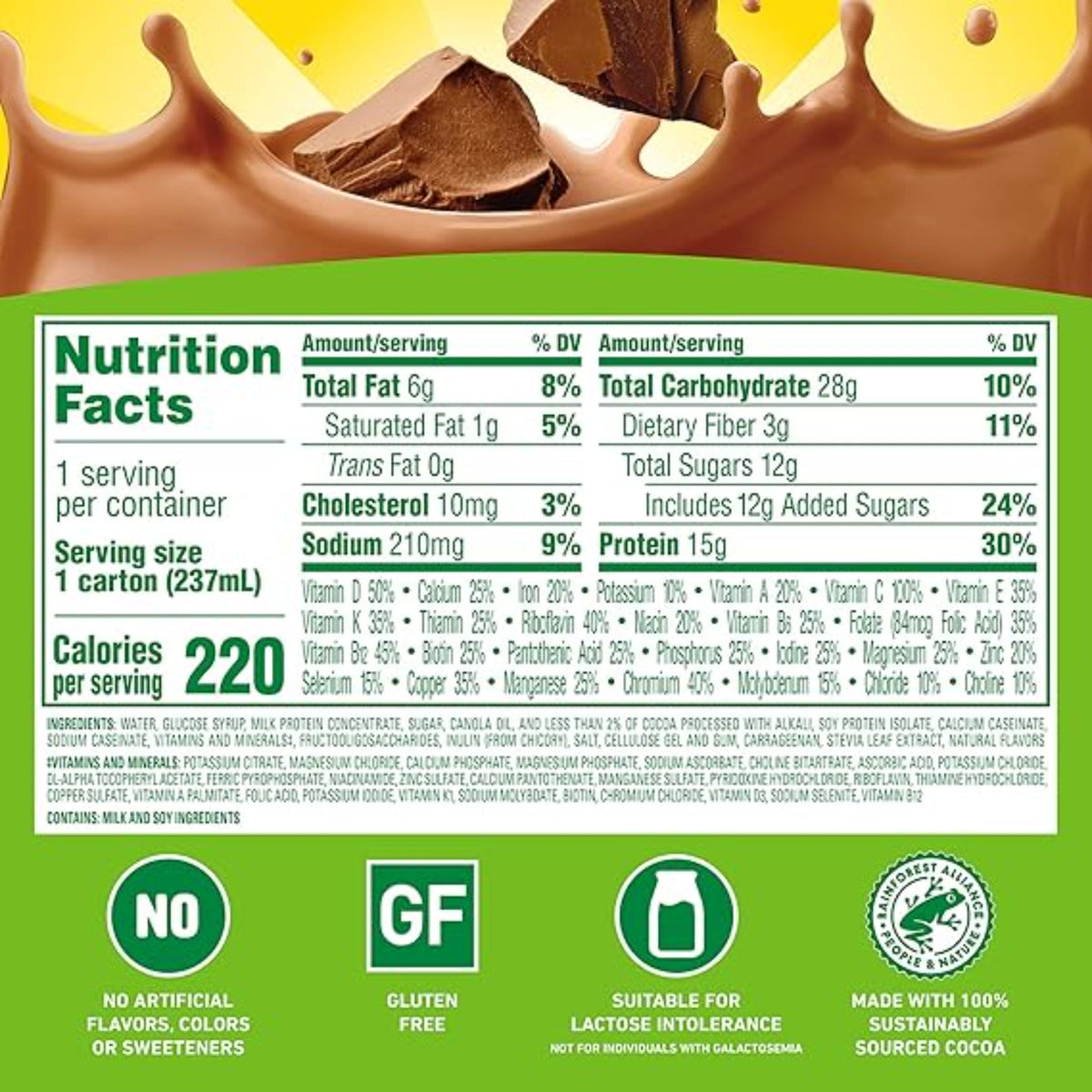 Carnation Breakfast Essentials High Protein with Fiber Ready-to-Drink, 8 FL OZ Carton, Rich Milk Chocolate (Pack of 24)