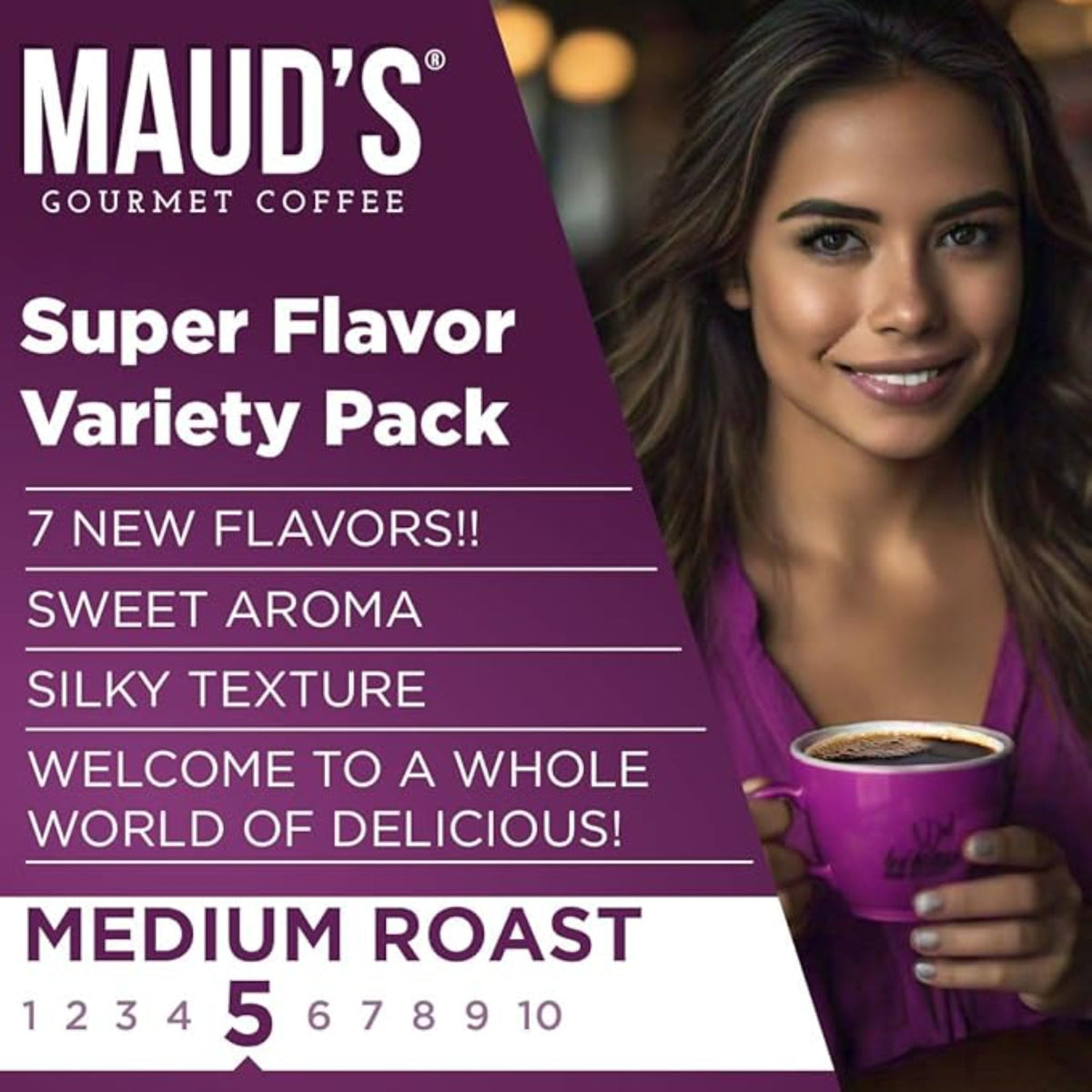 Maud's Super Flavored Coffee Pods Variety Pack, 80 ct, 16 Assorted Flavors, Medium Roast Flavored Coffee in Recyclable Single Serve Pods – 100% Arabica Beans, Compatible with Keurig K Cups Maker