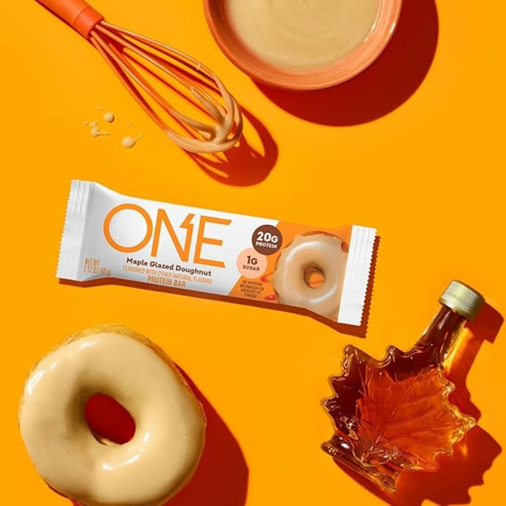 ONE Protein Bars, Maple Glazed Doughnut, Gluten Free with 20g Protein and 1g Sugar, Pantry Staples, 2.12 oz (12 Count)