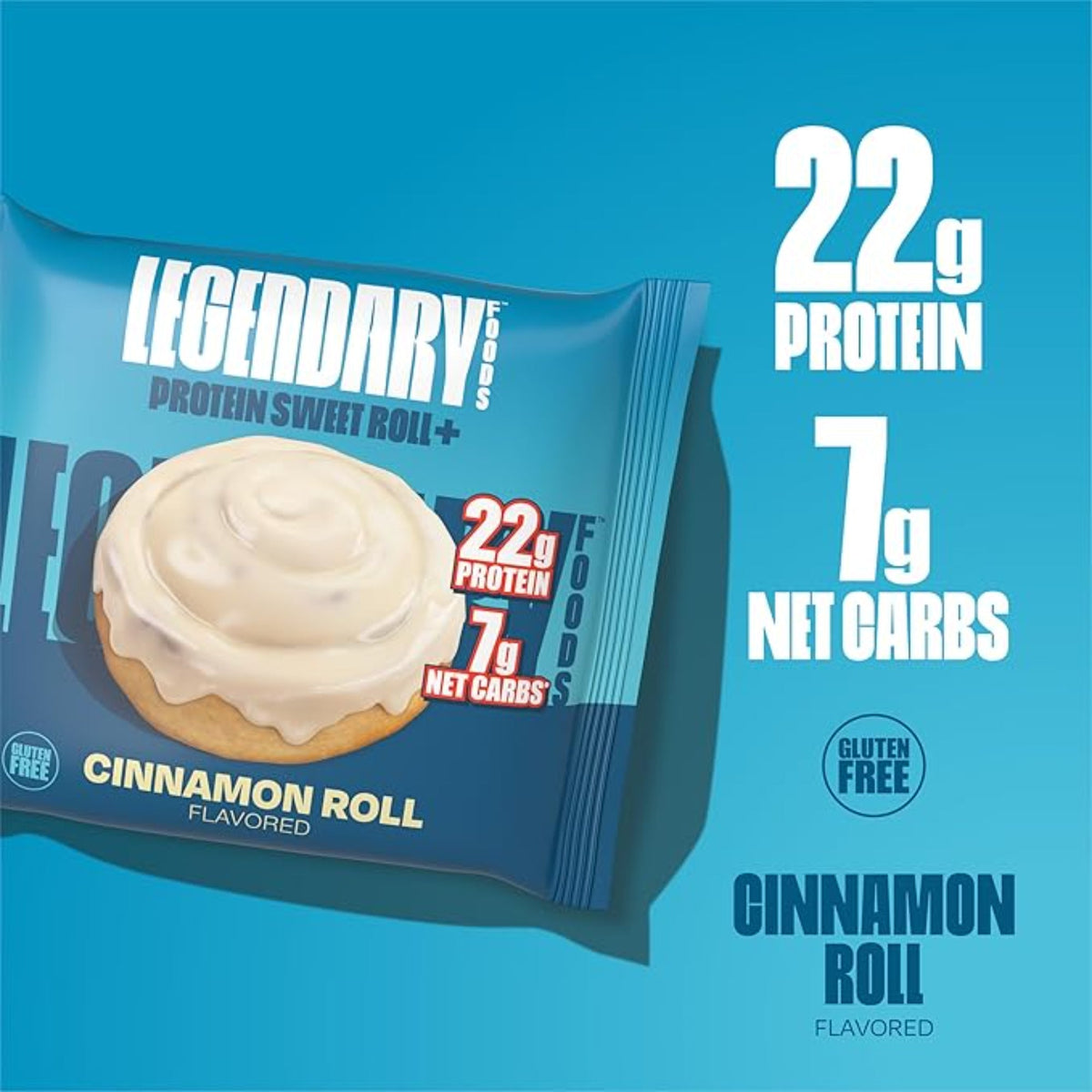 Legendary Foods 22g Protein Cinnamon Roll - Premium High Protien Bars, Low Carb Meal Replacement Snack, Low Glycemic Index, Gluten Free Snacks - Sweet Zero Sugar, Keto and Diabetic Friendly 10-Pack
