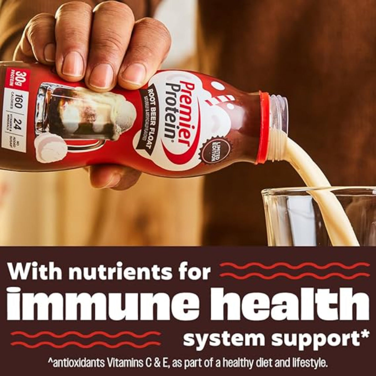 Premier Protein Shake, Limited Edition, Root Beer Float, 30g Protein, 1g Sugar, 24 Vitamins & Minerals, Nutrients to Support Immune Health, 11.5 fl oz, 12 Pack