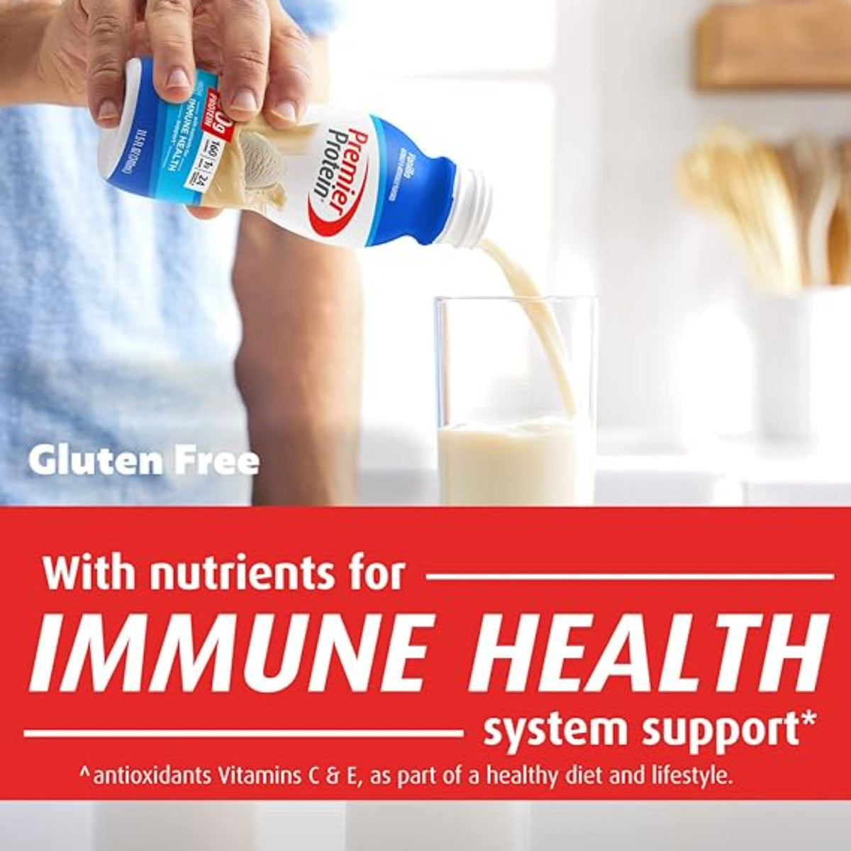 Premier Protein Shake, Vanilla, 30g Protein 1g Sugar 24 Vitamins Minerals Nutrients to Support Immune Health, 11.5 fl oz (Pack of 6)