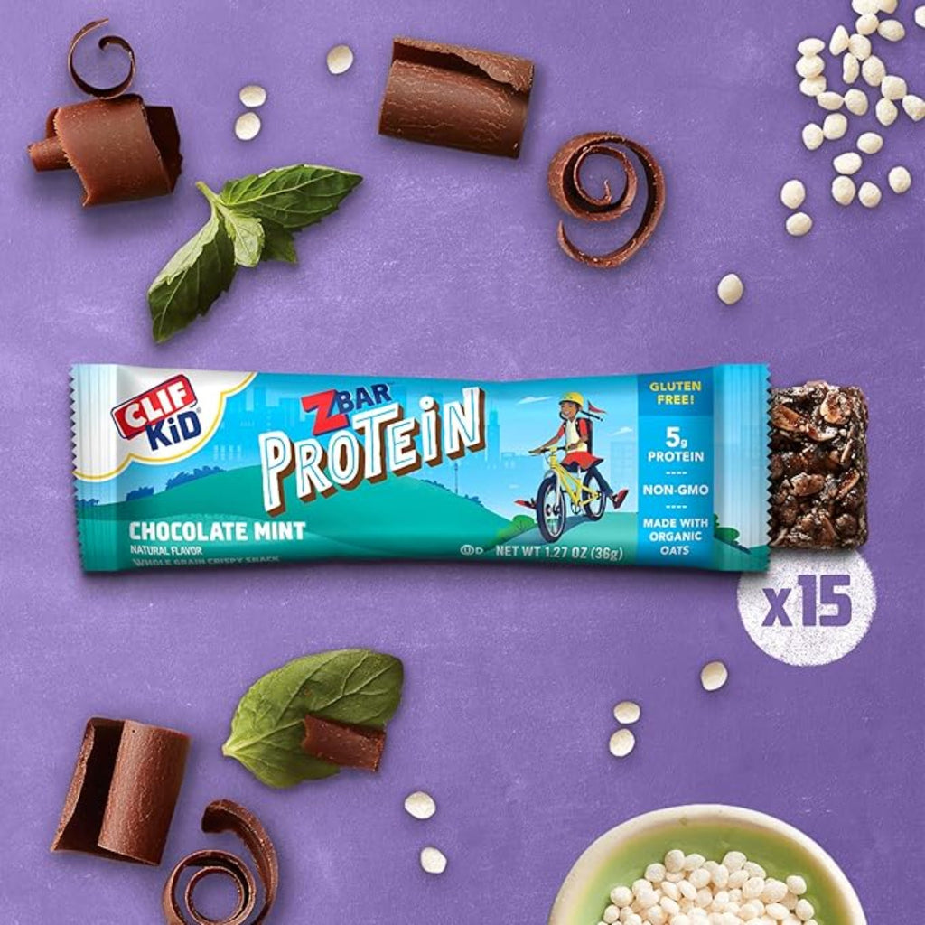 Zbar Protein - Chocolate Flavored Mint - Crispy Snack Bars - Made with Organic Oats - Non-GMO - 5g Protein - Gluten Free Protein Bars (15 Pack)
