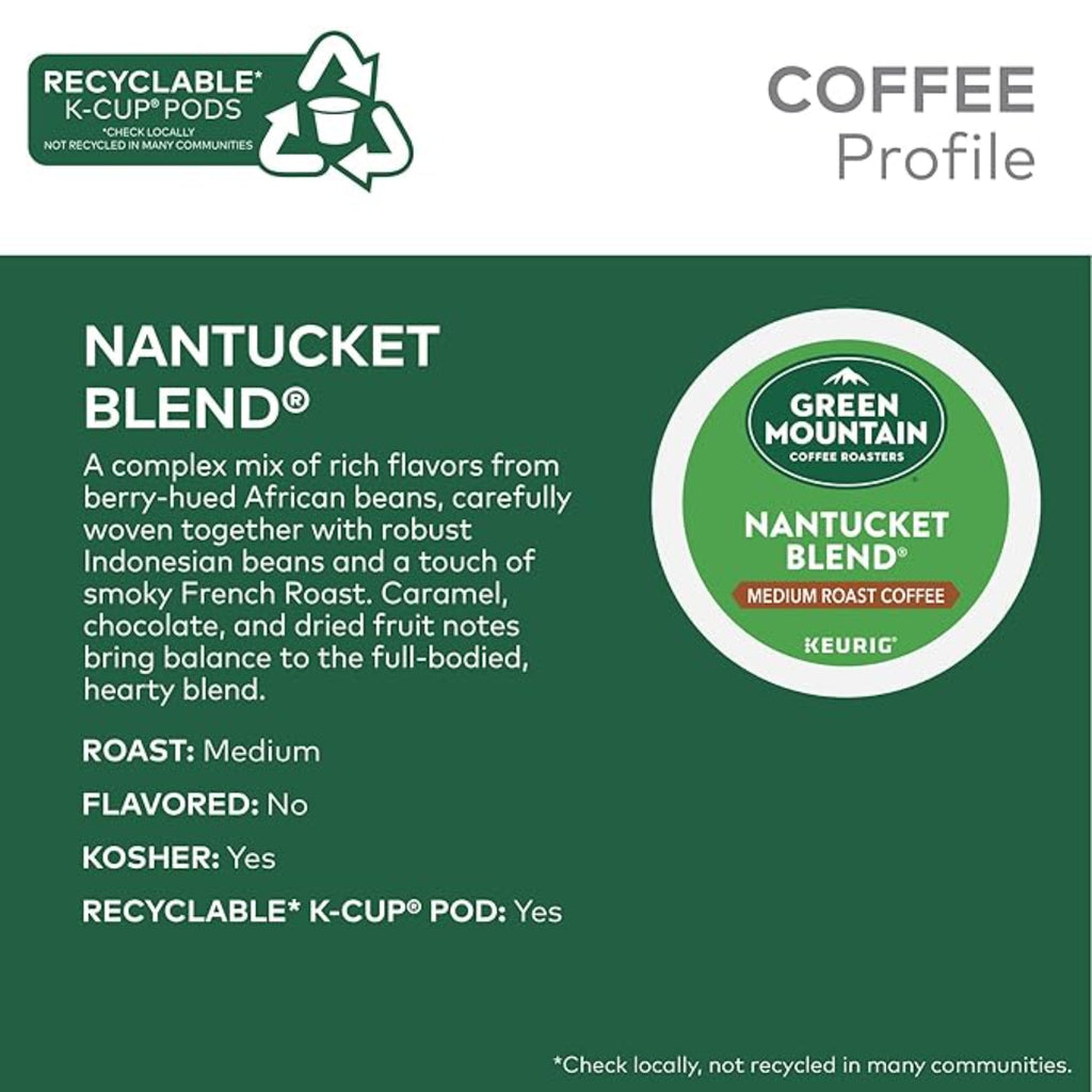 Green Mountain Coffee Roasters Nantucket Blend Keurig Single-Serve K-Cup Pods, Medium Roast Coffee, 96 Count