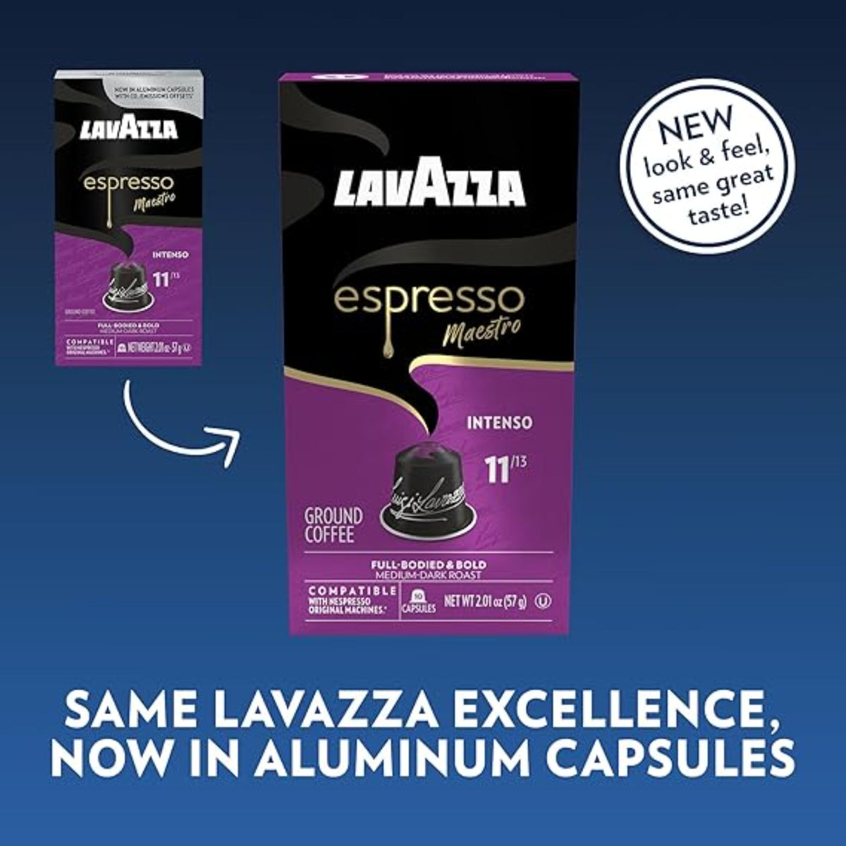 Lavazza Espresso Maestro Intenso Aluminum Capsules Compatible with Nespresso* Original Machines, Medium-Dark Espresso Roast, Arabica and Robusta (60 Capsules)