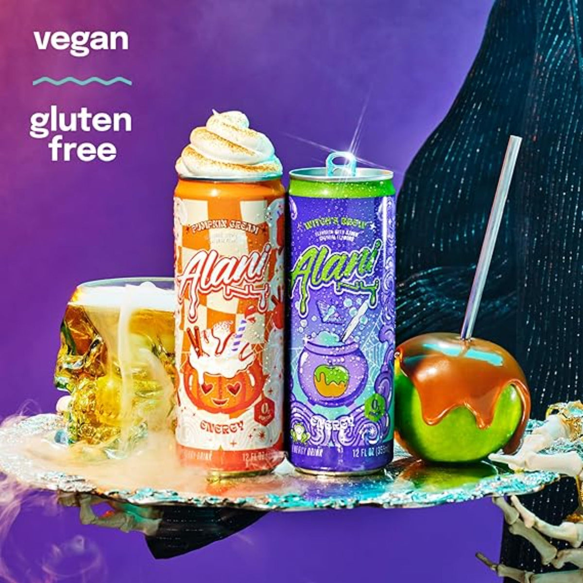 Alani Nu VARIETY PACK - WITCH'S BREW & PUMPKIN CREAM Sugar Free, Low Calorie Energy Drinks, 200mg Caffeine, Antioxidants, Biotin B Vitamins, Zero Sugar, 15 Calories or Less, 12 Fl Oz Cans (12 Pack)