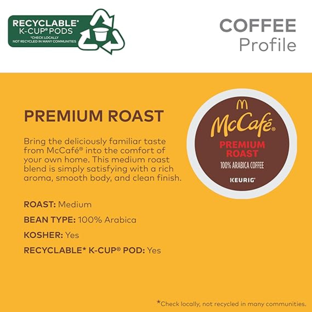 McCafe Premium Roast Coffee, Keurig Single Serve K-Cup Pods, Medium Roast, 96 Count