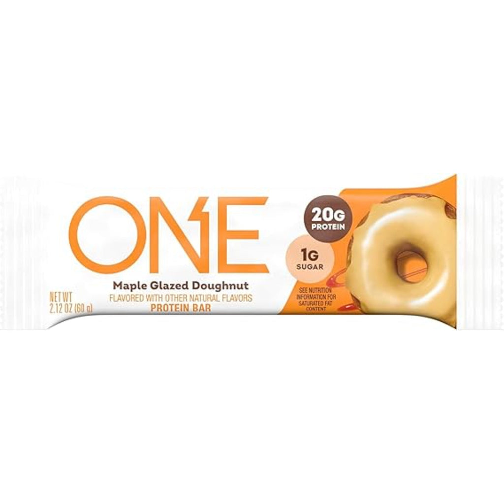 ONE Protein Bars, Maple Glazed Doughnut, Gluten Free with 20g Protein and 1g Sugar, Pantry Staples, 2.12 oz (12 Count)