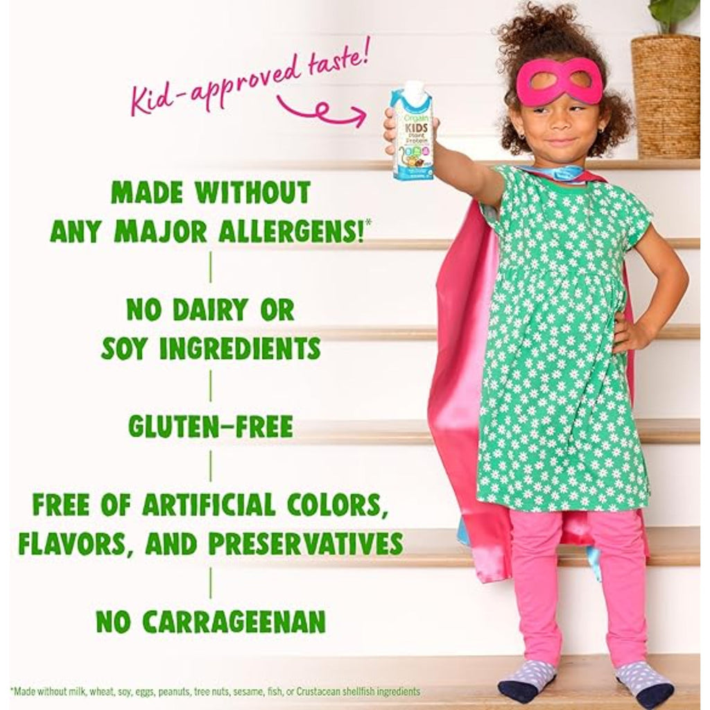 Orgain Organic Kids Nutritional Vegan Protein Shake, Chocolate - Healthy Kids Snacks, 8g Plant Protein, 23 Vitamins & Minerals, 3g Fiber, No Dairy & Soy Ingredients, Non-GMO, 8 Fl Oz (Pack of 12)