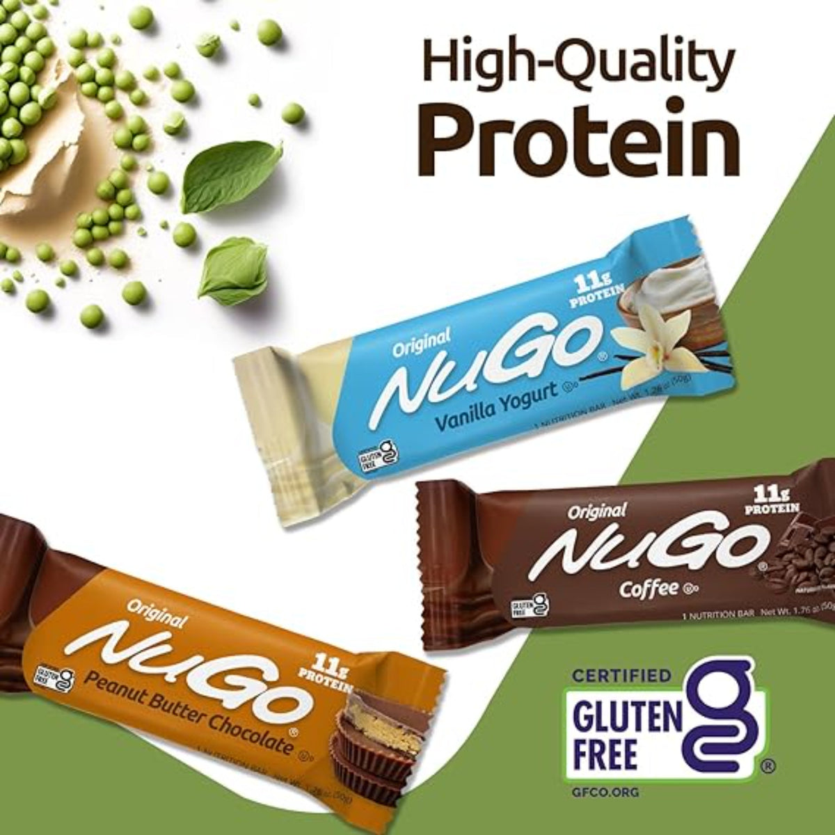 NuGo Protein Bar, Vanilla Yogurt, 11g Protein, 170 Calories, Gluten Free, 1.76 Ounce each, 15 Count (Pack of 1)